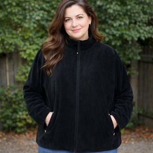 Sag Harbor sport woman plush Velvet jacket 2X black